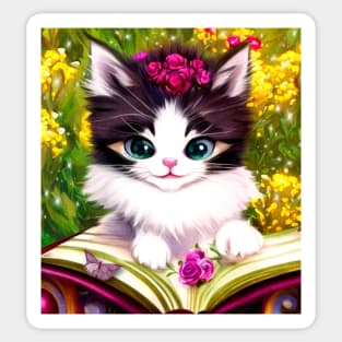 Book Lover Kitty Sticker